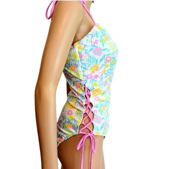 No Boundaries Juniors Tropical Bandeau One Piece NWT - Picture 4 of 8